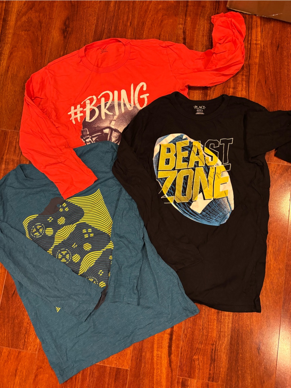 Place Boys Long Sleeve Tees - Orange, Black, Teal